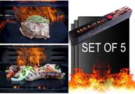 non-stick outdoor bbq gas grill mats - serenita's #1 rated grill accessories - 5 piece set ideal for perfect grilling experience logo