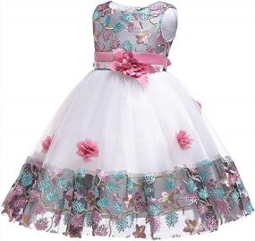 img 4 attached to Кружевное театрализованное платье для маленьких девочек 6M-9T Цветочница Свадебная вечеринка Вечерние платья