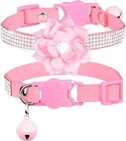 img 4 attached to 💎 IDOLPET Cat Collar: Sparkling Diamond Breakaway Collar with Bell for Cats & Small Dogs - Soft Velvet & Adjustable - Glam up your Feline!