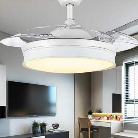 img 1 attached to Gdrasuya10 Ceiling Fan With Lights 42 Inch Modern Retractable Fan Chandelier LED Indoor Ceiling Fan Light For Living Room Dining Room Bedroom (White)