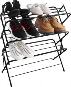 img 1 attached to Zenree Stackable 4 Tier Shoe Rack Organizer - Matt Black Corner Storage Shelf For Entryway, Closet, Garage, And Dorm