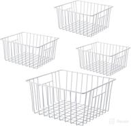 kitchen freezer wire baskets, storage organizer bins for chest and upright freezer, refrigerator dividers containers with handles - pearl white (pack of 4) логотип