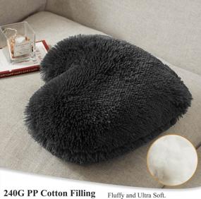 img 1 attached to XeGe Luxury 15"X17" Faux Fur Heart Shaped Pillow, Cute Plush Shaggy Decorative Throw Pillow, Fluffy Heart Pillow, Fuzzy Cushion Throw Pillows For Bedroom/Kid'S Room/Living Room/Home Décor, Dark Grey