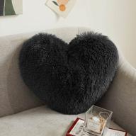xege luxury 15"x17" faux fur heart shaped pillow, cute plush shaggy decorative throw pillow, fluffy heart pillow, fuzzy cushion throw pillows for bedroom/kid's room/living room/home décor, dark grey logo