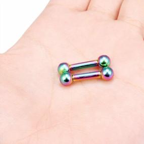img 1 attached to Ftovosyo PA Rings Internally Threaded Straight Barbell Nipple Ring 2G 4G 6G 8G Earrings Gauges Ear Ring Tongue Rings 316L Surgical Steel Body Piercing Jewelry For Women Men 1Pair, Color Rainbow