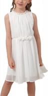 charming a-line pleated midi tank dress for girls with elastic waist and chiffon flower details in sizes 4-14t logo