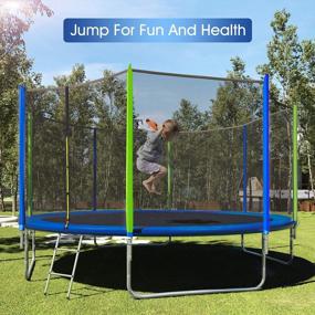 img 3 attached to Safe And Fun Outdoor Trampoline For Kids And Adults: Merax 12FT/14FT/16FT Trampoline With Safety Enclosure, Wind Stakes, And Ladder
