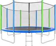 safe and fun outdoor trampoline for kids and adults: merax 12ft/14ft/16ft trampoline with safety enclosure, wind stakes, and ladder logo