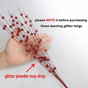 img 3 attached to 10 Pack Red Glitter Berry Stem Ornaments For Christmas Tree DIY Wreath Crafts - 15.7 Inches Fake Decorative Sticks For Holiday Home Decor By Greentime