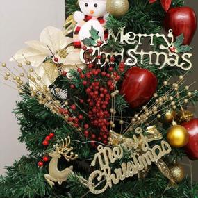 img 1 attached to 10 упаковок красных блестящих ягодных украшений на стебле для рождественской елки DIY венок ремесел-15,7 дюймов поддельные декоративные палочки для праздничного домашнего декора от Greentime