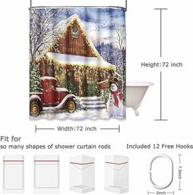 img 1 attached to Winter Wonderland: Emvency'S Watercolor Snowman And Red Truck Christmas Shower Curtain Set With 12 Hooks For Your Farmhouse Bathroom - 72"X72