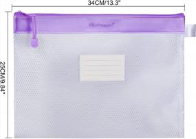 img 2 attached to Набор из 4 прочных водонепроницаемых сетчатых мешочков на молнии для документов и файлов - Wisdompro Letter Size Organizer в стильном фиолетовом цвете