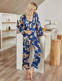 img 1 attached to Silk Satin Sleepwear Set - Romanstii Sexy Cami PJ Nightwear With 3 Pieces