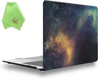 ueswill compatible with macbook air 13 inch m1 a2337 a2179 a1932 with retina display & touch id, release 2022 2021 2020 2019 2018, galaxy pattern hard case cover + microfiber cloth, nebula/green logo
