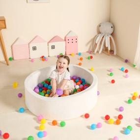 img 2 attached to Soft Foam Ball Pit For Toddlers & Kids - 35 Inch Coral Fleece Play Toy Pool By TRENDBOX
