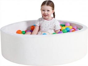 img 4 attached to Мягкая яма с шариками из пеноматериала для малышей и детей - 35-дюймовый игрушечный бассейн из кораллового флиса от TRENDBOX