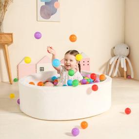 img 3 attached to Soft Foam Ball Pit For Toddlers & Kids - 35 Inch Coral Fleece Play Toy Pool By TRENDBOX