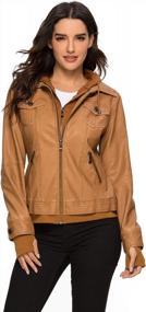 img 4 attached to Womens Faux Leather Moto Jacket: Slim Fit, Short Coat With Zip-Up Design