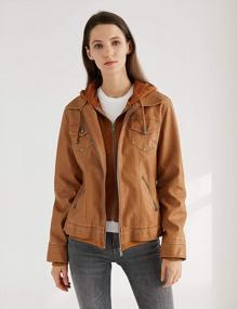 img 1 attached to Womens Faux Leather Moto Jacket: Slim Fit, Short Coat With Zip-Up Design