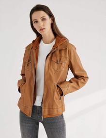 img 2 attached to Womens Faux Leather Moto Jacket: Slim Fit, Short Coat With Zip-Up Design