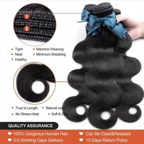 img 1 attached to ALLRUN Brazilian Body Wave Hair Bundle Set With T Part Closure (26 28 30+20Inch) - 100% Unprocessed Virgin Human Hair Extensions, 3 Bundles With Lace Closure For Stunning Hairstyles