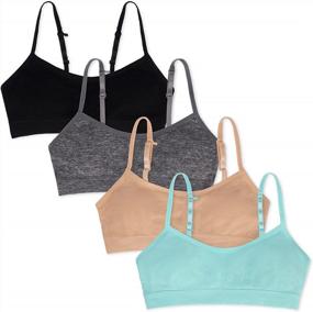 img 4 attached to Girls' Padded Training Bras - Crop Cami Bras With Removable Padding - Pack Of 4
