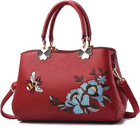 img 4 attached to 👜 Stylish ELDA Crossbody Embroidery Handbags - Perfect Shoulder Women's Handbags & Wallets via Satchels