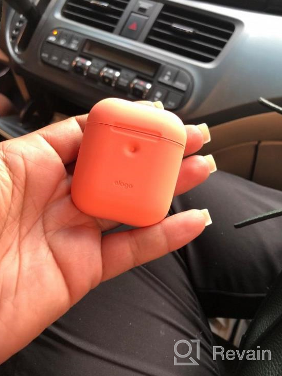 img 1 attached to Elago Anti-Slip Silicone Protective Case For Apple AirPods 2 Wireless Charging Case - Front LED Visible - Peach Color - Patent Registered review by Ryan Bowers