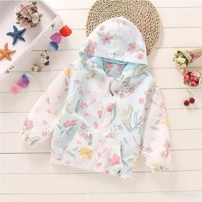 img 1 attached to 🦄 Spring Zip Girls' Cartoon Unicorn Jacket with Hood - Toddler Pink Lightweight Flamingo Windbreaker Outwear