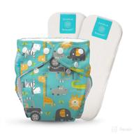 👶 charlie banana baby fleece reusable and washable cloth diaper system, 1 diaper and 2 inserts, gone safari pattern, one size logo