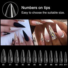 img 2 attached to AORAEM Clear Stiletto Nails,120PCS 12 Size Full Cover Nail Tips Fake Artificial Nails Sharp Press On Nails Tips Art Tips For Nail Extension