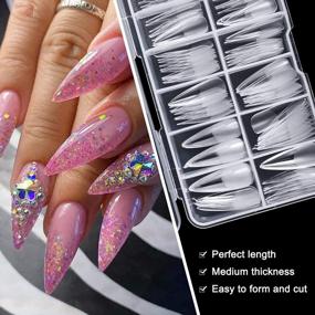 img 1 attached to AORAEM Clear Stiletto Nails,120PCS 12 Size Full Cover Nail Tips Fake Artificial Nails Sharp Press On Nails Tips Art Tips For Nail Extension
