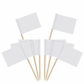 img 4 attached to 100 Pack Blank Toothpick Flags For Cheese Markers, Labeling & Marking Stick Flags For Party Cupcakes Food Appetizers - Small White Flags