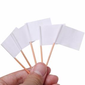 img 2 attached to 100 Pack Blank Toothpick Flags For Cheese Markers, Labeling & Marking Stick Flags For Party Cupcakes Food Appetizers - Small White Flags