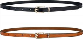 img 4 attached to Macoking Thin Belts For Women Leather Skinny Belt For Dress Pants Adjustable