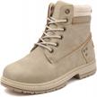 hiker chic: waterproof women's ankle boots with combat style and low heel logo