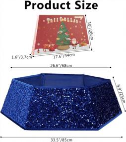 img 3 attached to Сверкающий синий воротник для рождественской елки с блестками - 33,5-дюймовая крышка для подставки для рождественской елки - идеальный декор для дома для отдыха