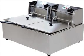 img 3 attached to PartyHut 12 Liter/12.6 Quart Dual-Tank Commercial Deep Fryer Machine, Double Basins Large Capacity Stainless Steel Countertop Fryer, 110V Double Two Tank Design For Small Business And Events