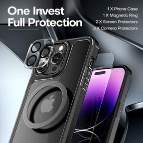 img 2 attached to TAURI For IPhone 14 Pro Max Case, [5 In 1] 1X Case [Not-Yellowing] With 2X Tempered Glass Screen Protector + 2X Camera Lens Protector, [Military-Grade Drop Protection] Slim Phone Case 6.7 Inch Black