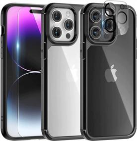 img 4 attached to TAURI For IPhone 14 Pro Max Case, [5 In 1] 1X Case [Not-Yellowing] With 2X Tempered Glass Screen Protector + 2X Camera Lens Protector, [Military-Grade Drop Protection] Slim Phone Case 6.7 Inch Black
