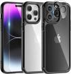 tauri for iphone 14 pro max case, [5 in 1] 1x case [not-yellowing] with 2x tempered glass screen protector + 2x camera lens protector, [military-grade drop protection] slim phone case 6.7 inch black logo