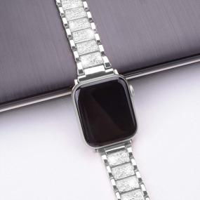 img 2 attached to Металлический браслет со сверкающими кристаллами и стразами для Apple Watch 38 мм / 40 мм - совместим с IWatch SE / Series 6/5/4/3/2/1 для женщин