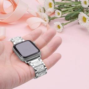 img 3 attached to Металлический браслет со сверкающими кристаллами и стразами для Apple Watch 38 мм / 40 мм - совместим с IWatch SE / Series 6/5/4/3/2/1 для женщин