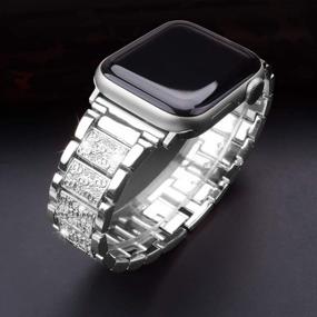 img 4 attached to Металлический браслет со сверкающими кристаллами и стразами для Apple Watch 38 мм / 40 мм - совместим с IWatch SE / Series 6/5/4/3/2/1 для женщин