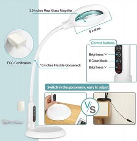 img 3 attached to Flexible LED Desk Lamp With 5X Magnifying Glass, Stepless Dimmable Light And Clamp, Hands-Free Magnifier With Stand For Close Work, Craft, Painting, And Hobby - TOMSOO