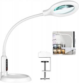 img 4 attached to Flexible LED Desk Lamp With 5X Magnifying Glass, Stepless Dimmable Light And Clamp, Hands-Free Magnifier With Stand For Close Work, Craft, Painting, And Hobby - TOMSOO