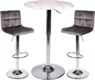 обновите свой домашний бар с помощью набора puluomis из 3 мраморных барных столов и хромированных барных стульев логотип