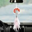 pink and white feather dream catcher car charm with crystal beads logo