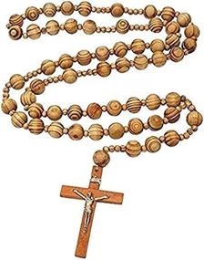 img 2 attached to Sacred And Majestic: Soul Shop'S XL 40" Natural Wood Chain Jesus Cross Wall Rosary With Giant Big Beads
