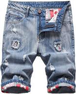 vintage cotton men's denim shorts - classic fit casual jeans for summer logo